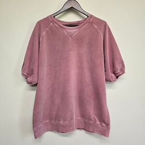Vintage Gap Short Sleeve Sweatshirt Womens Large Pink Pigment Dyed Y2K Gorpcore